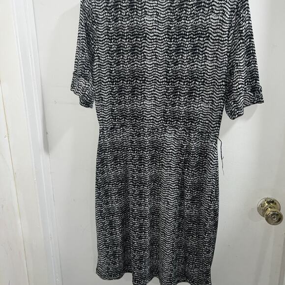 Apt. 9 Black and White Patterned Midi Dress Size Large - Picture 6 of 7